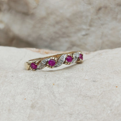 Vintage Ruby and Diamond Ring in 9 Carat Gold