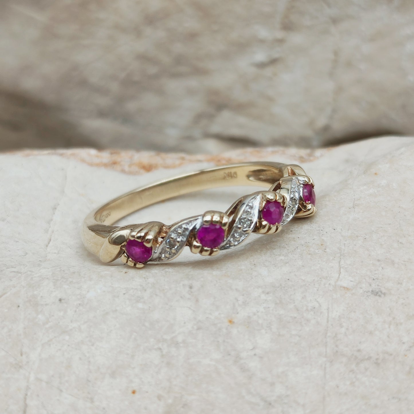 Vintage Ruby and Diamond Ring in 9 Carat Gold