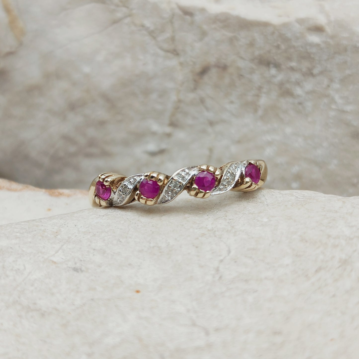 Vintage Ruby and Diamond Ring in 9 Carat Gold