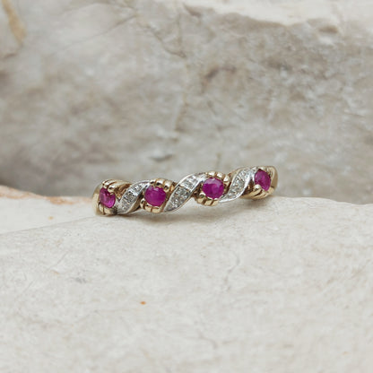 Vintage Ruby and Diamond Ring in 9 Carat Gold