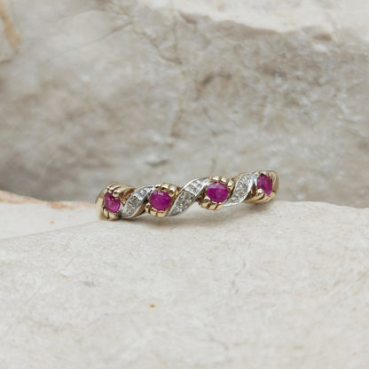 Vintage Ruby and Diamond Ring in 9 Carat Gold