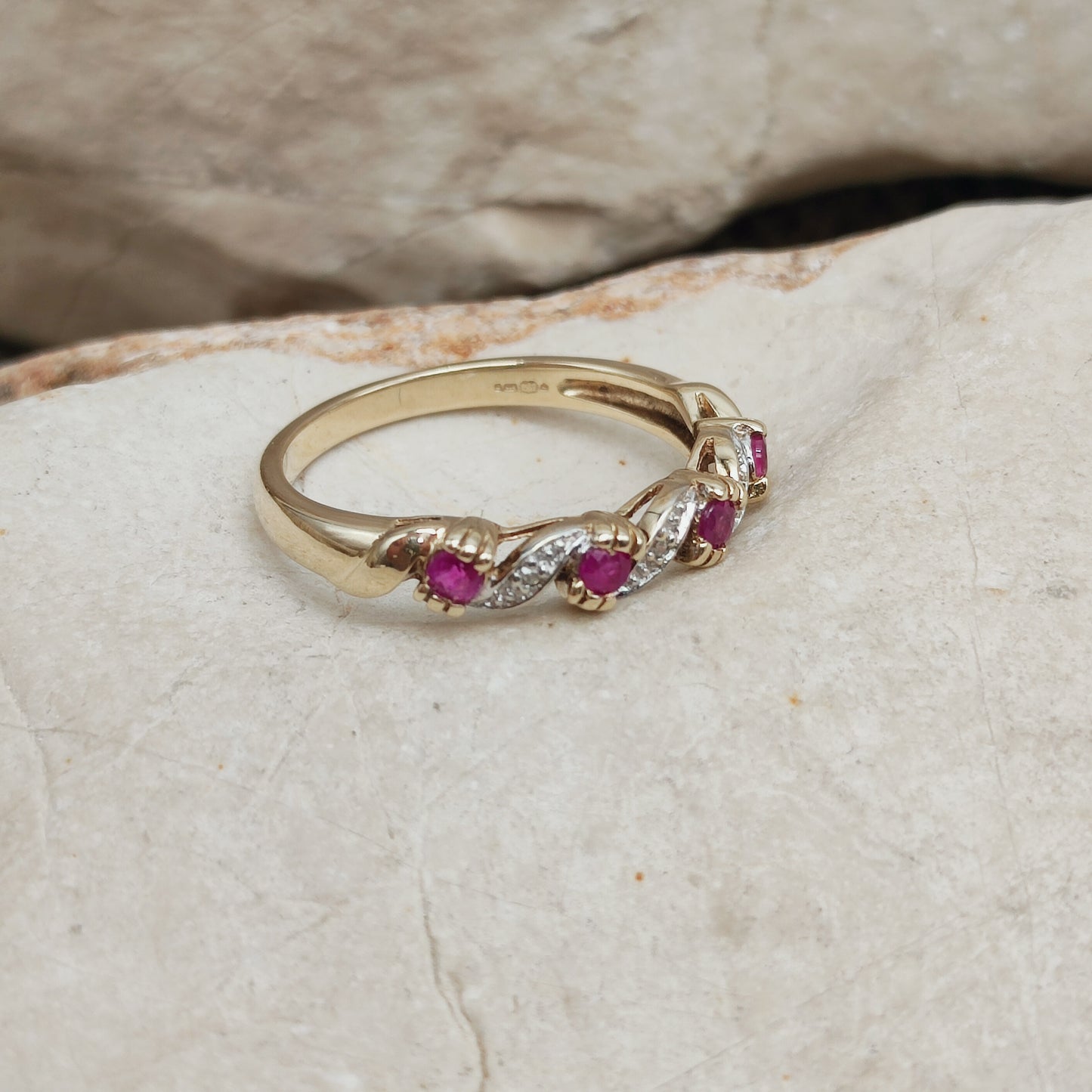 Vintage Ruby and Diamond Ring in 9 Carat Gold