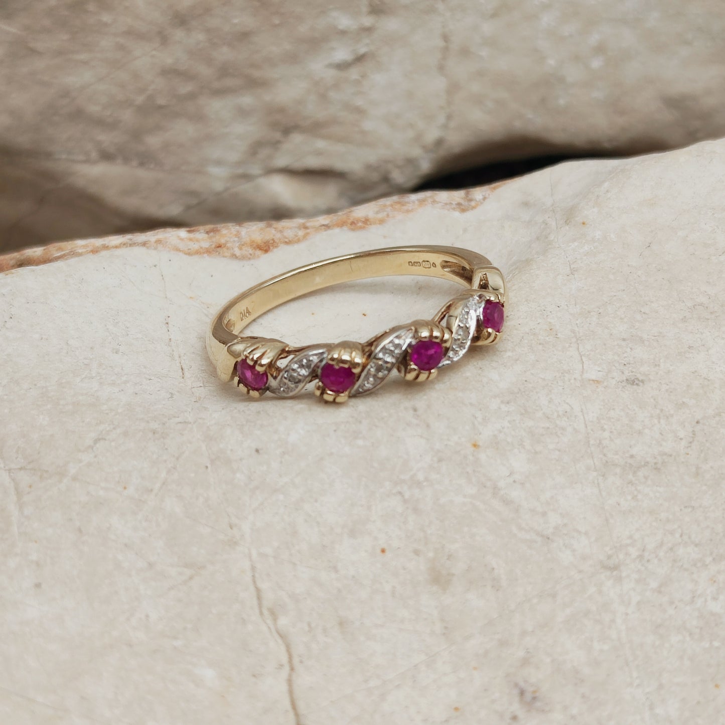 Vintage Ruby and Diamond Ring in 9 Carat Gold