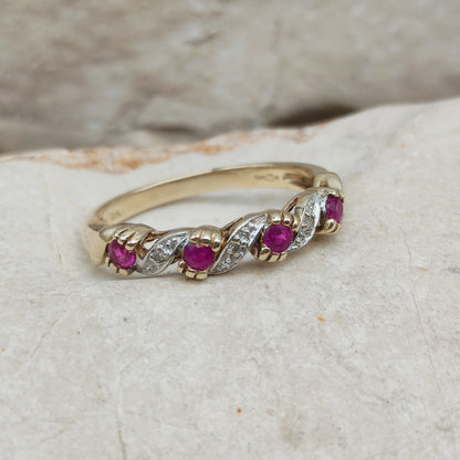 Vintage Ruby and Diamond Ring in 9 Carat Gold