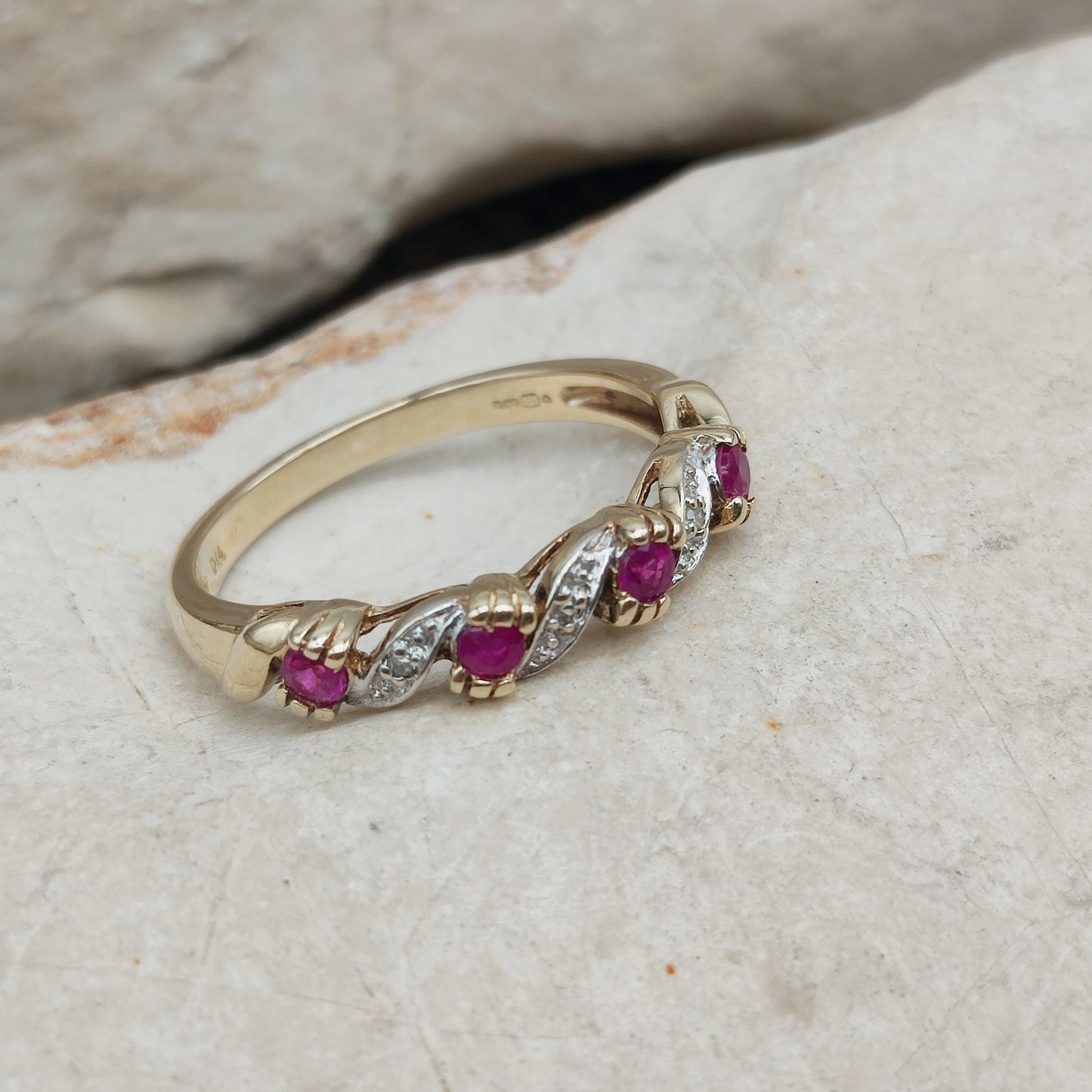 Vintage Ruby and Diamond Ring in 9 Carat Gold