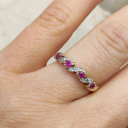 Vintage Ruby and Diamond Ring in 9 Carat Gold