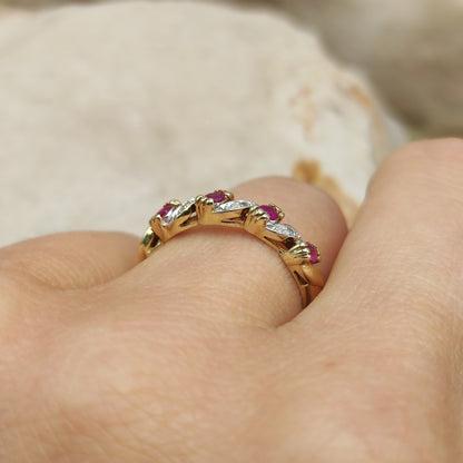Vintage Ruby and Diamond Ring in 9 Carat Gold