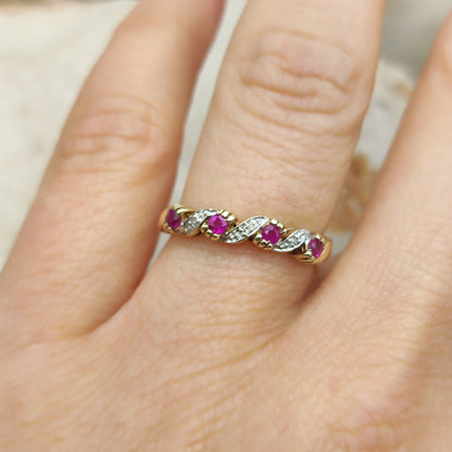 Vintage Ruby and Diamond Ring in 9 Carat Gold