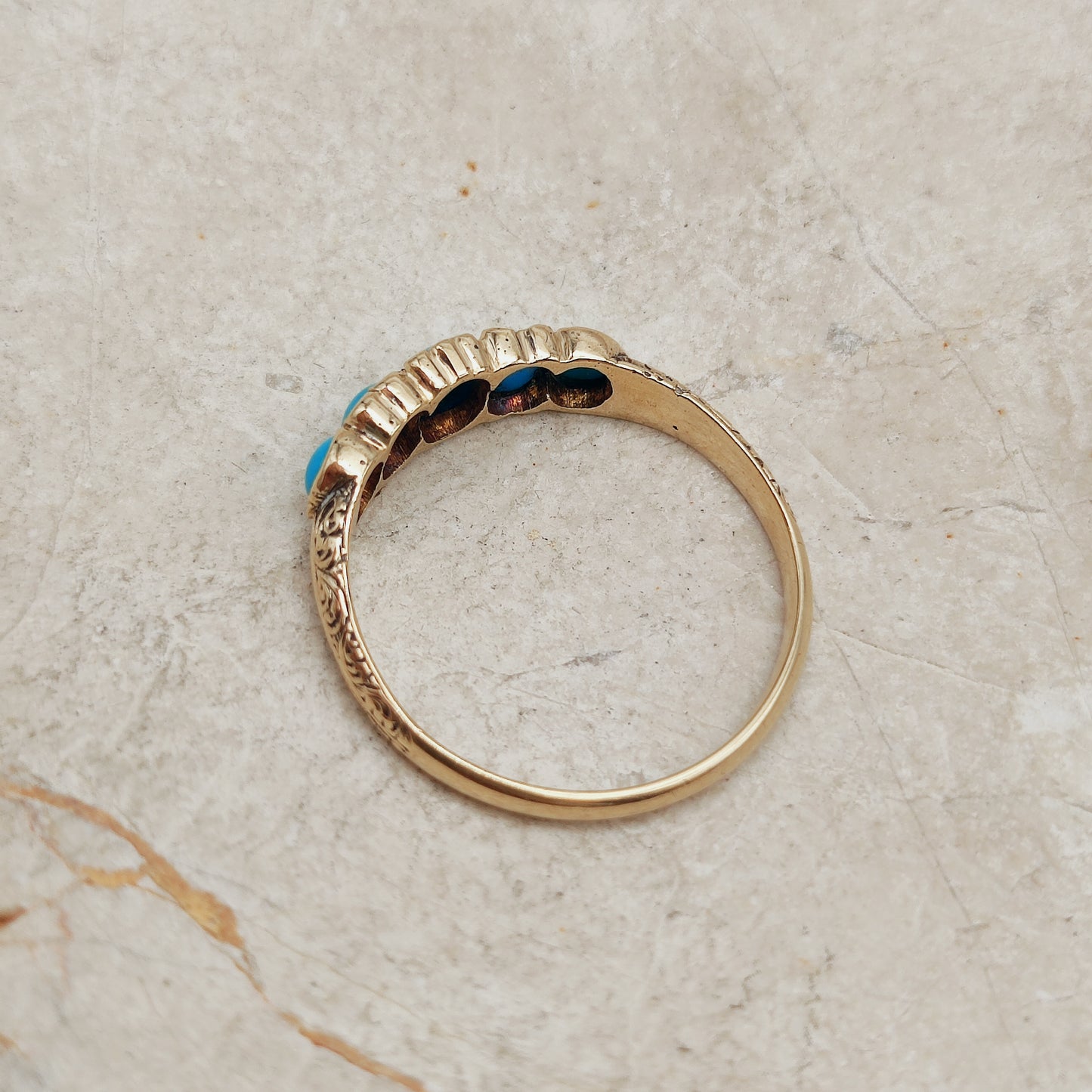 Victorian 5 Stone Turquoise Ring in 18 Carat Gold