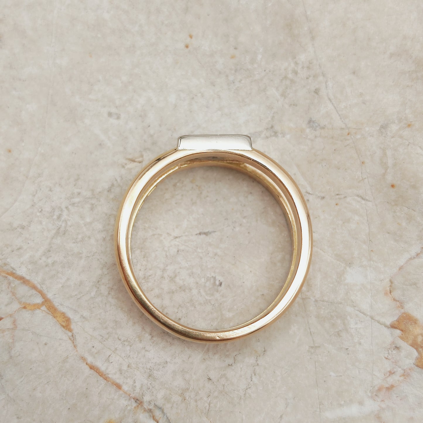 Vintage Heavy Double banded Swedish ring with .45 Diamonds in 18 Carat Gold