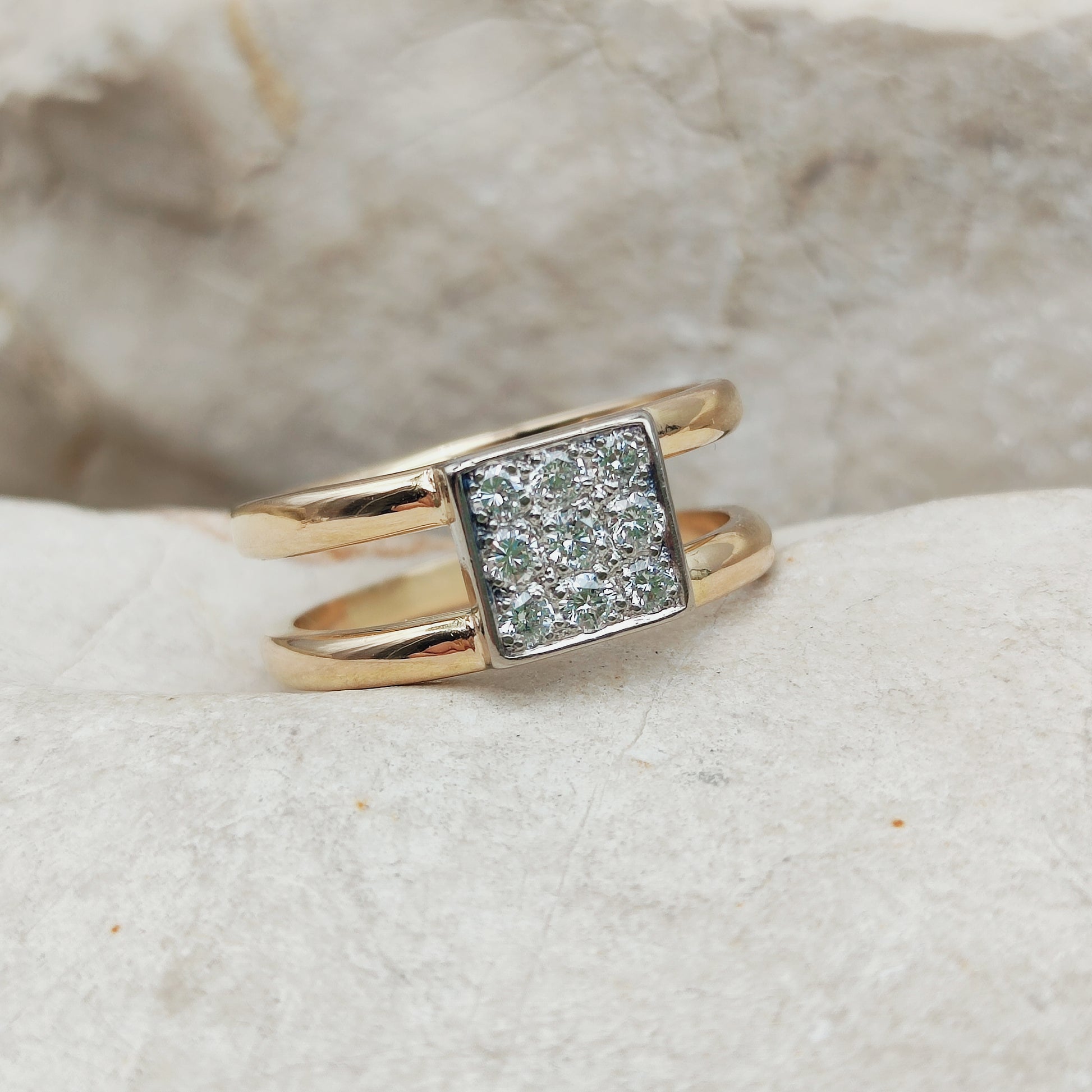 Zweedse vintage diamanten ring in 18 karaat goud