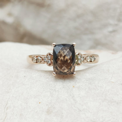 Le Vian Ring with Smoky Quartz and Diamond in 14 Carat Rose Gold
