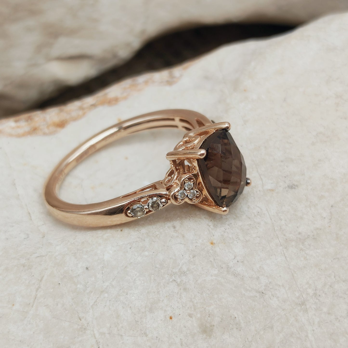 Le Vian Ring with Smoky Quartz and Diamond in 14 Carat Rose Gold