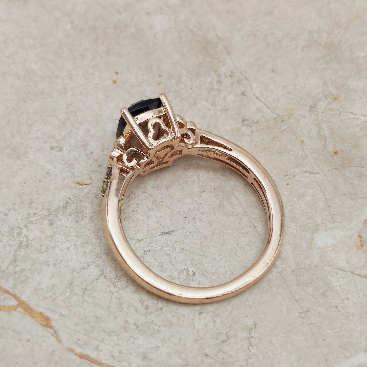 Le Vian Ring with Smoky Quartz and Diamond in 14 Carat Rose Gold