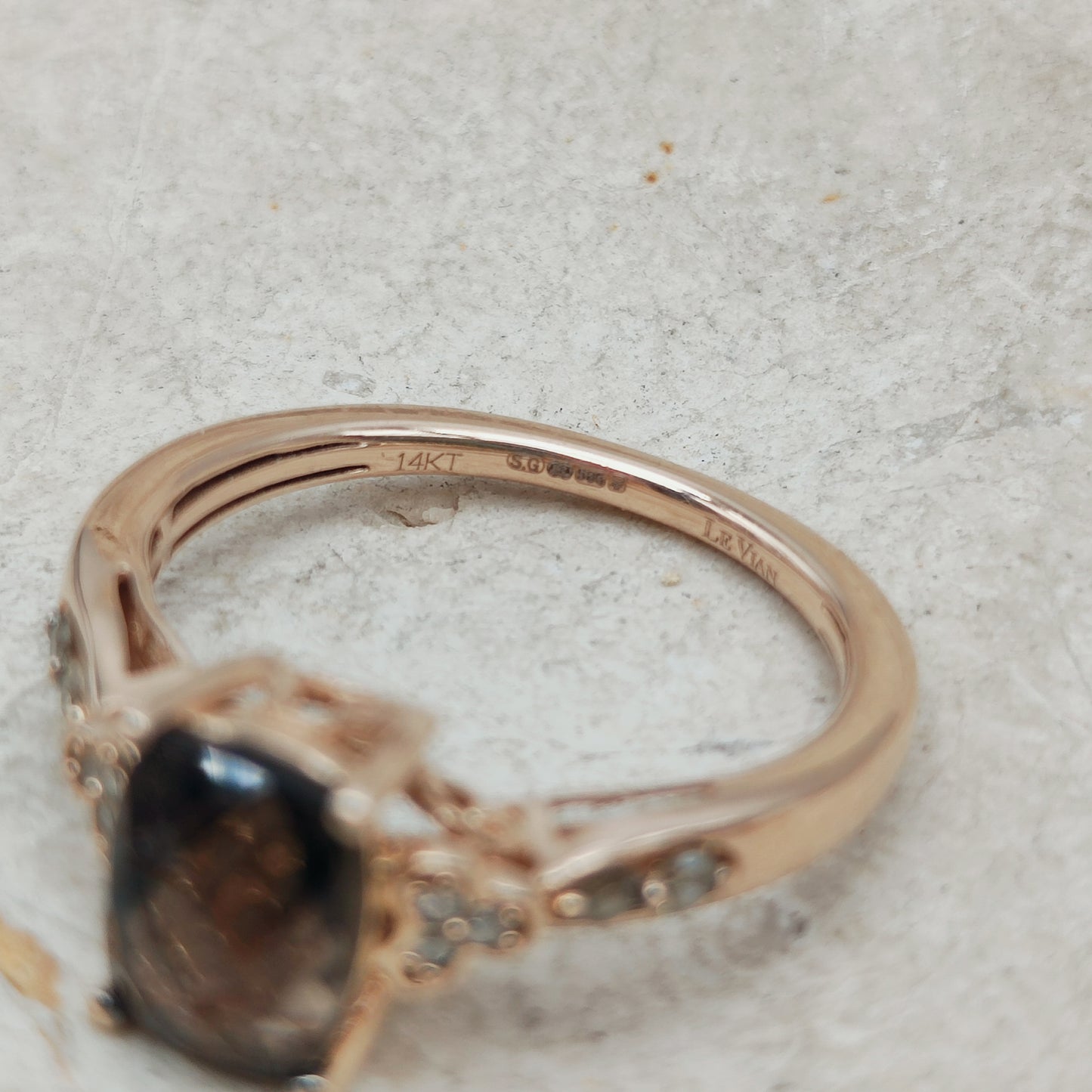 Le Vian Ring with Smoky Quartz and Diamond in 14 Carat Rose Gold