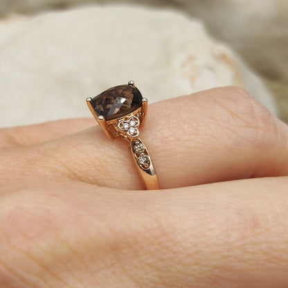Le Vian Ring with Smoky Quartz and Diamond in 14 Carat Rose Gold