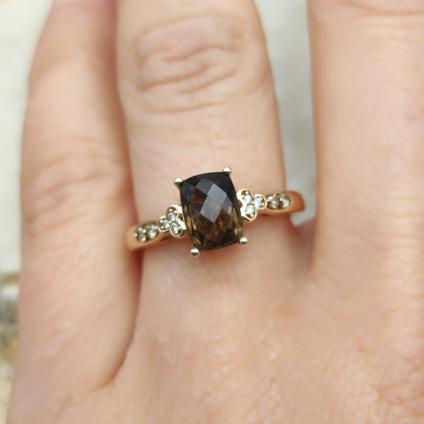 Le Vian Ring with Smoky Quartz and Diamond in 14 Carat Rose Gold
