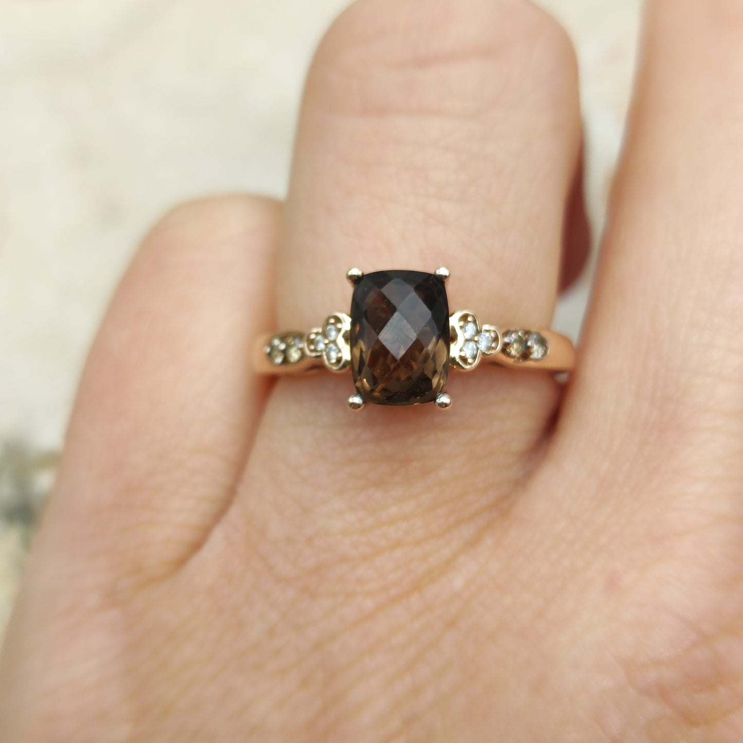 Le Vian Ring with Smoky Quartz and Diamond in 14 Carat Rose Gold