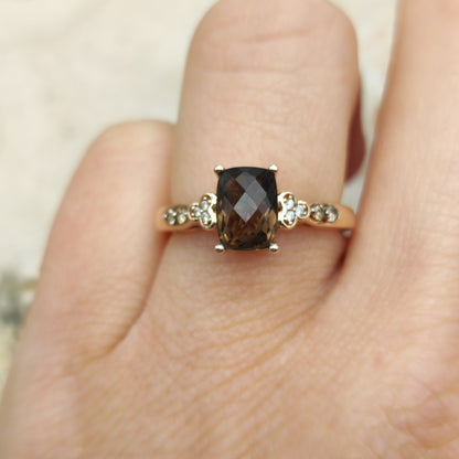 Le Vian Ring with Smoky Quartz and Diamond in 14 Carat Rose Gold