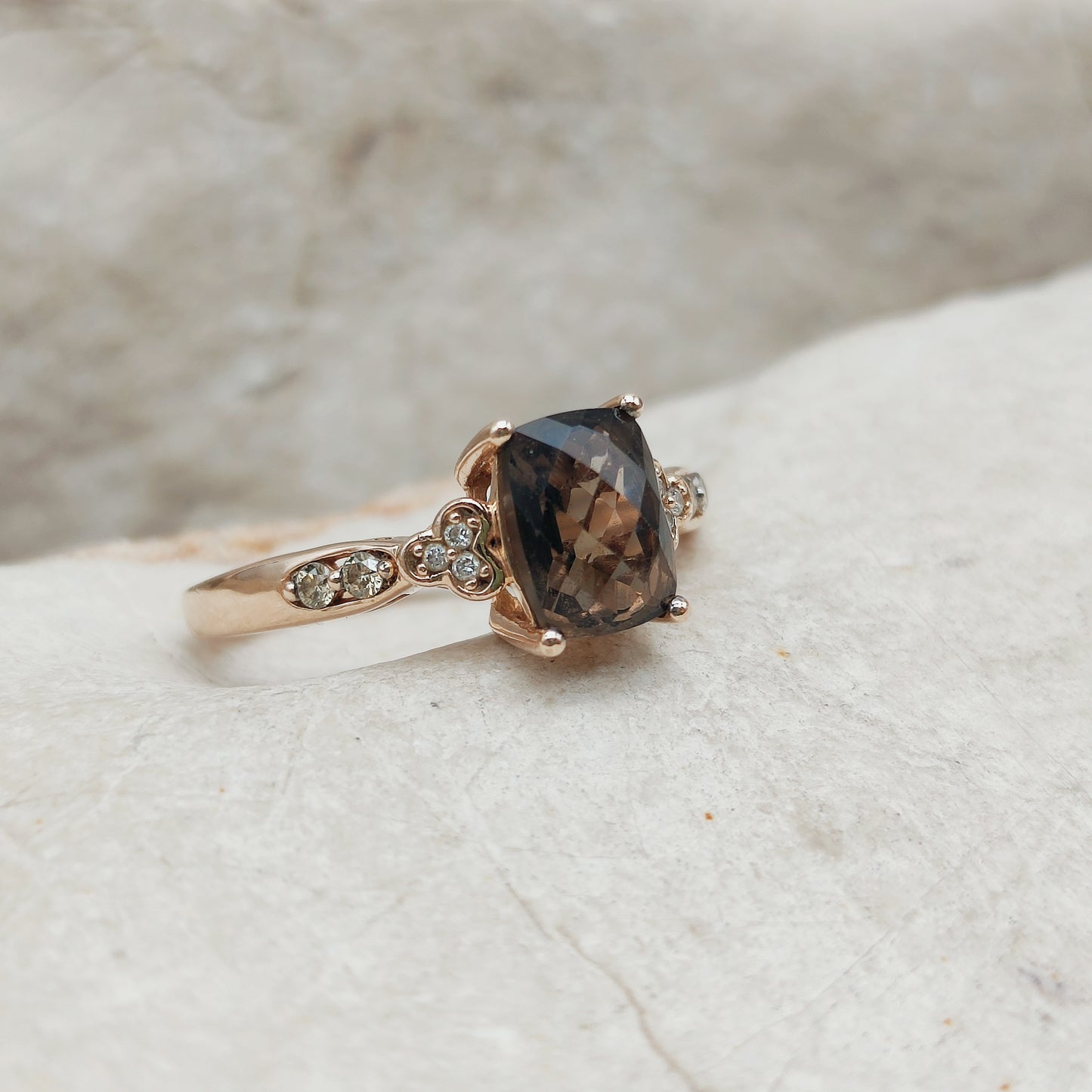 Le Vian Ring with Smoky Quartz and Diamond in 14 Carat Rose Gold