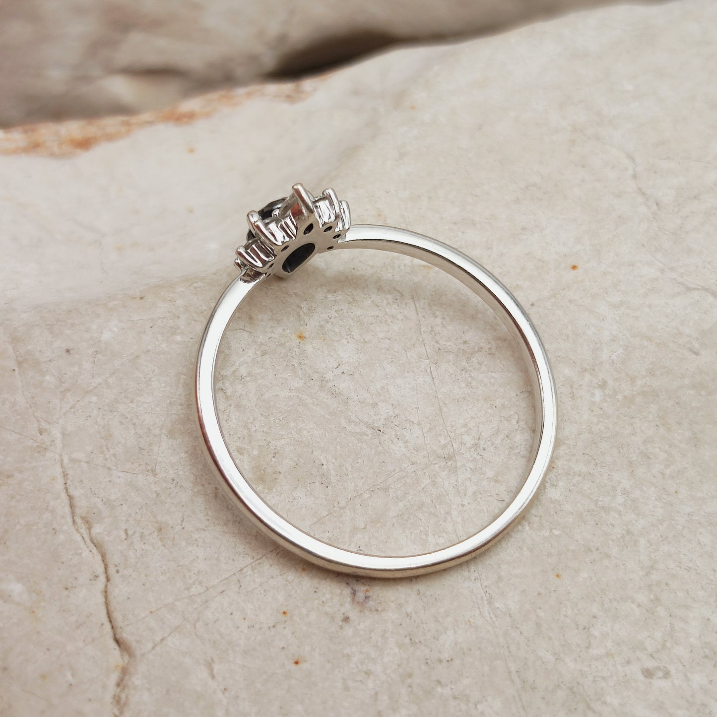 Modern 18 Karat white gold ring with Salt and Pepper diamond