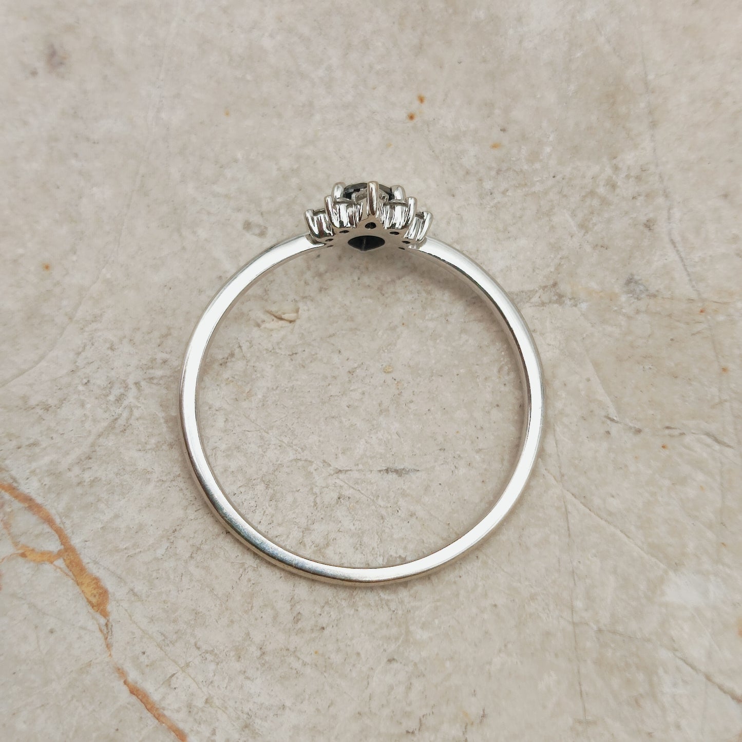 Modern 18 Karat white gold ring with Salt and Pepper diamond