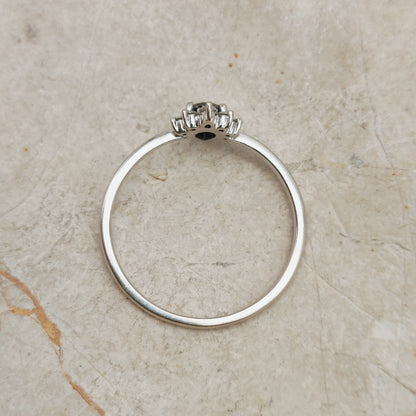 Modern 18 Karat white gold ring with Salt and Pepper diamond