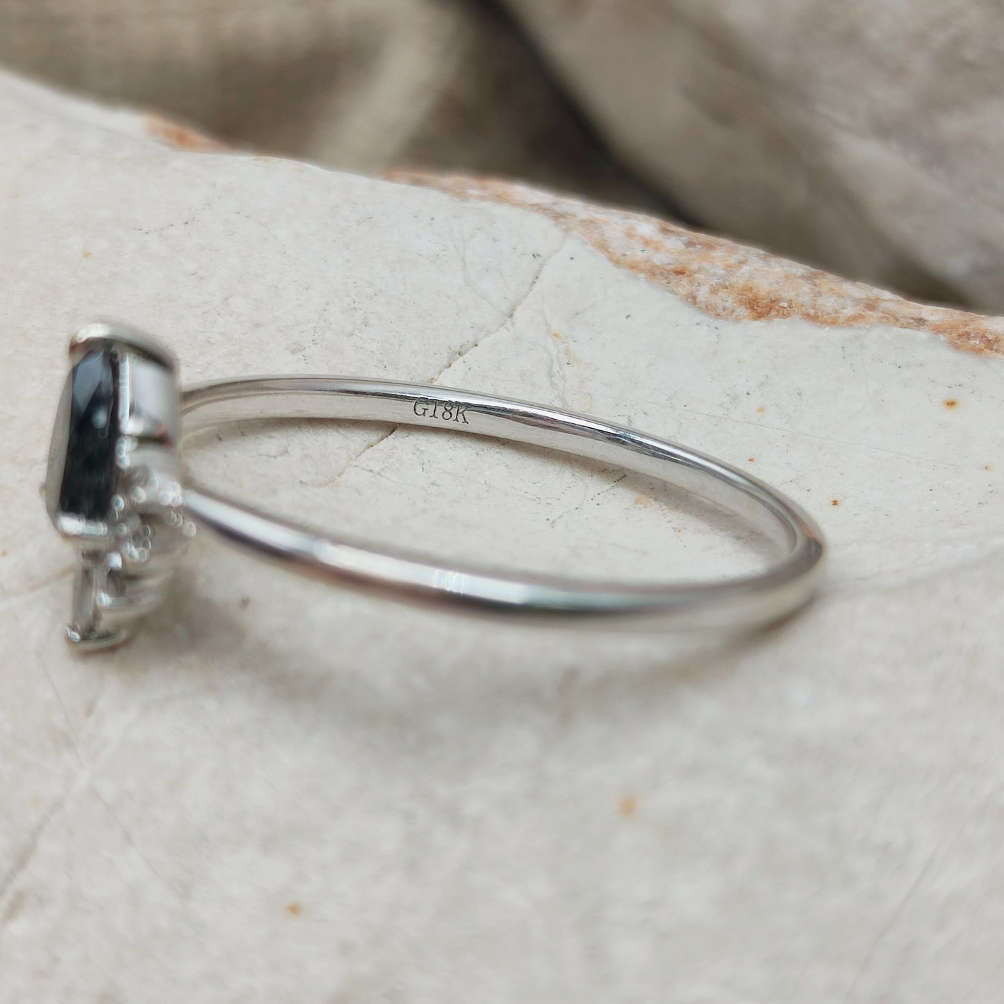 Modern 18 Karat white gold ring with Salt and Pepper diamond