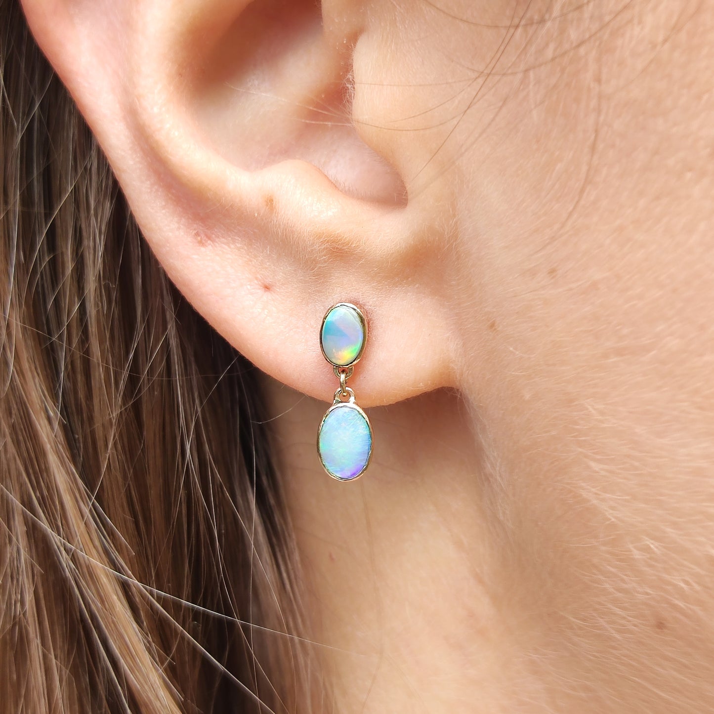 Antique Opal Earrings in 9 Carat red Gold