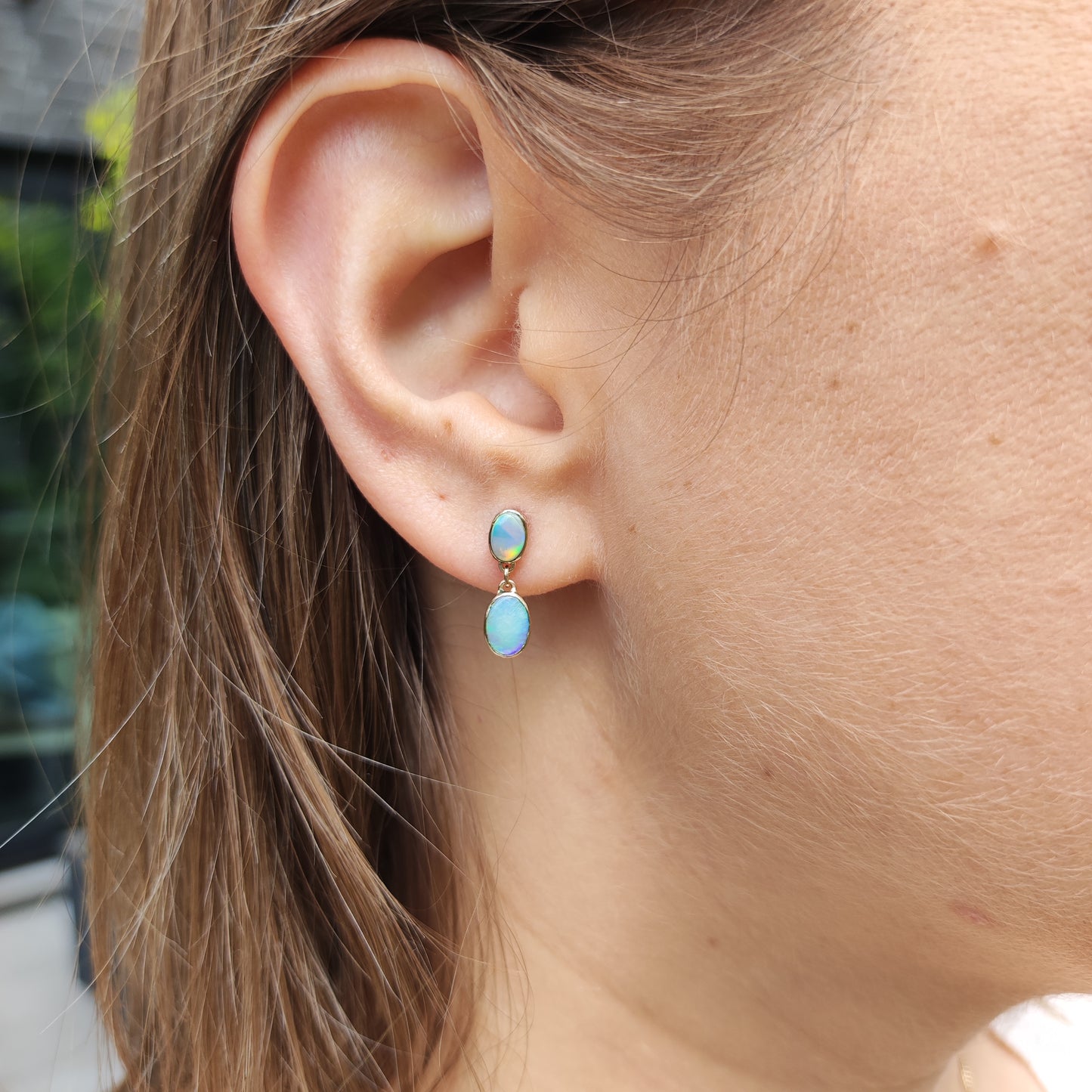 Antique Opal Earrings in 9 Carat red Gold
