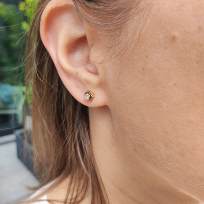 Vintage Diamond Earrings in 9 Carat Gold, London 1980