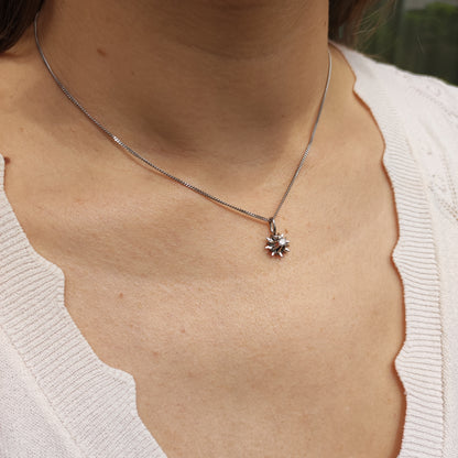 Vintage Diamond Starburst Pendant in 14 Carat White Gold