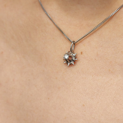 Vintage Diamond Starburst Pendant in 14 Carat White Gold