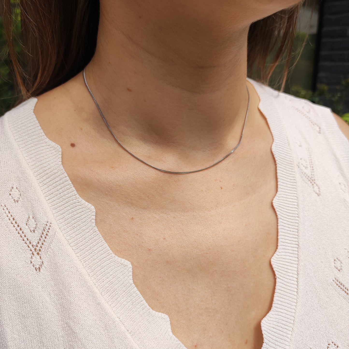 Essential 14 Carat White Gold Chain 42cm