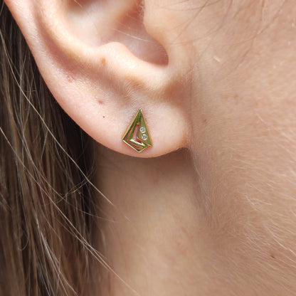 Vintage 14 Carat gold Earrings with 2 small Diamonds