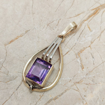 Geel en wit gouden TeKa hanger met amethist zonder ketting