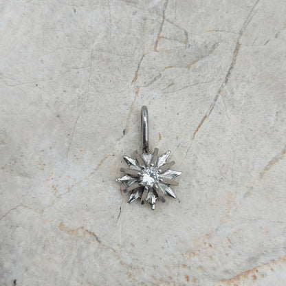 Vintage Diamond Starburst Pendant in 14 Carat White Gold