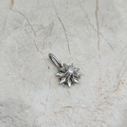 Vintage Diamond Starburst Pendant in 14 Carat White Gold