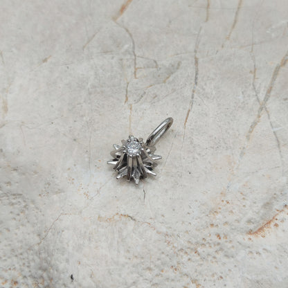 Vintage Diamond Starburst Pendant in 14 Carat White Gold