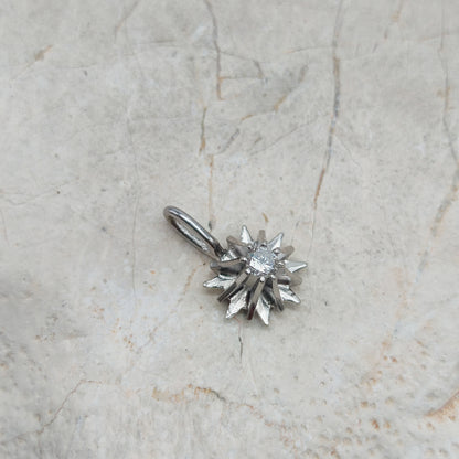 Vintage Diamond Starburst Pendant in 14 Carat White Gold