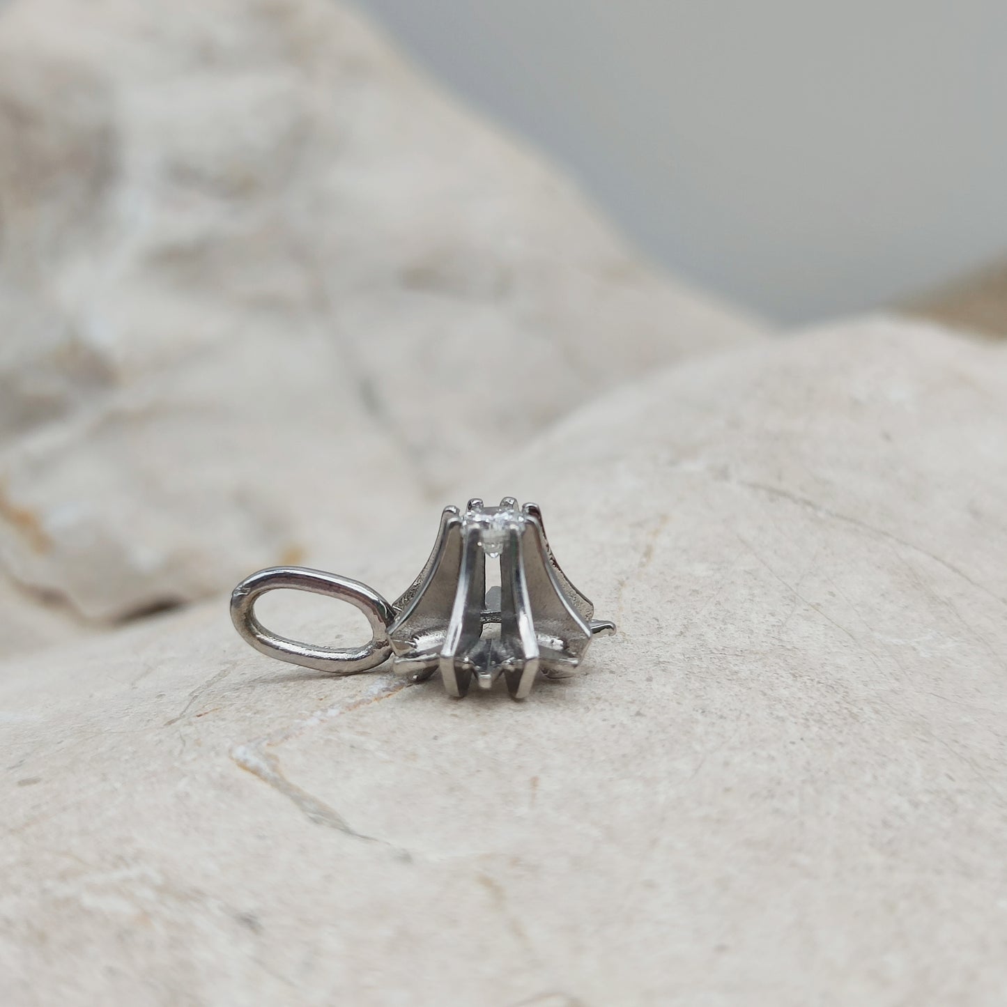 Vintage Diamond Starburst Pendant in 14 Carat White Gold