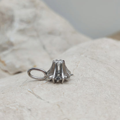 Vintage Diamond Starburst Pendant in 14 Carat White Gold