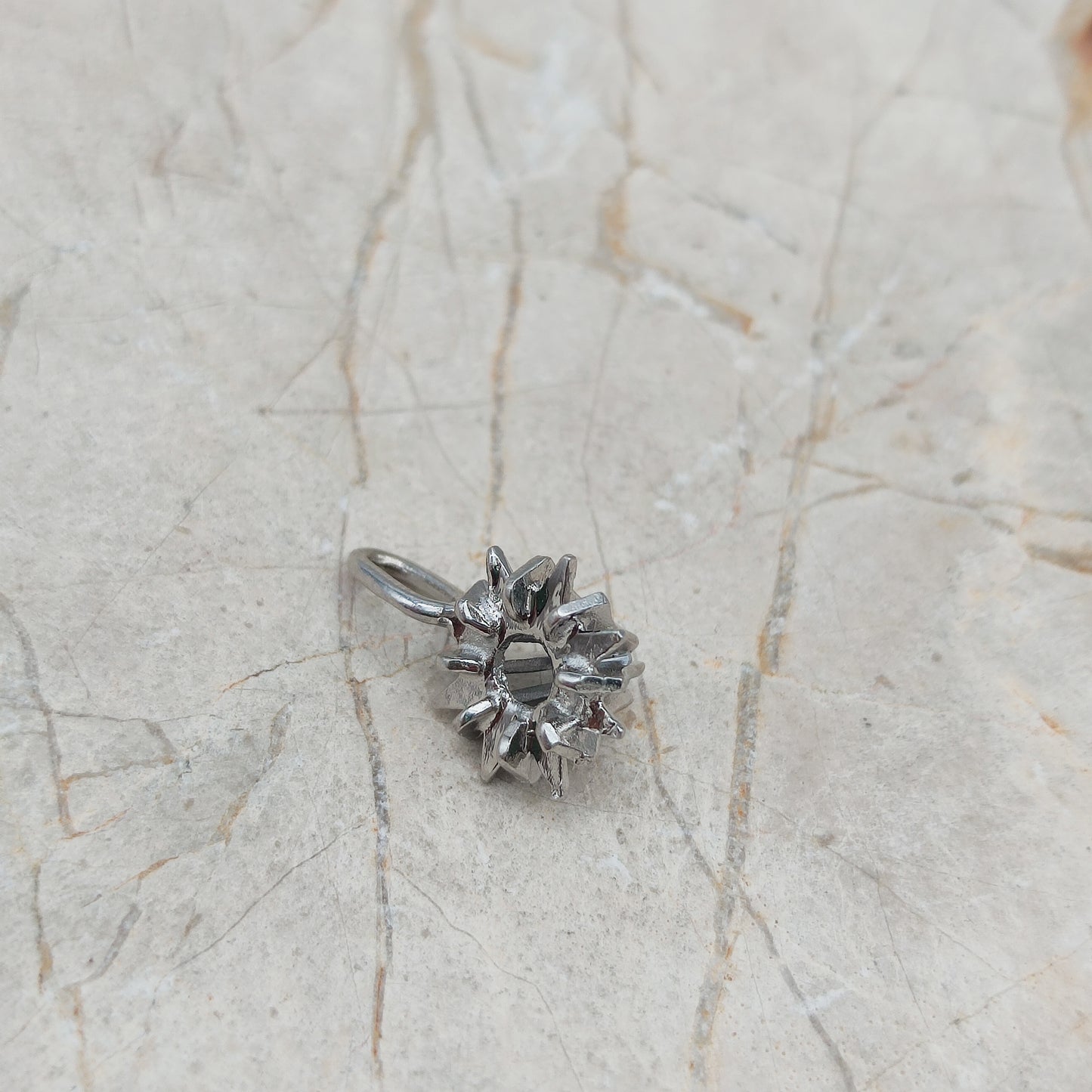 Vintage Diamond Starburst Pendant in 14 Carat White Gold