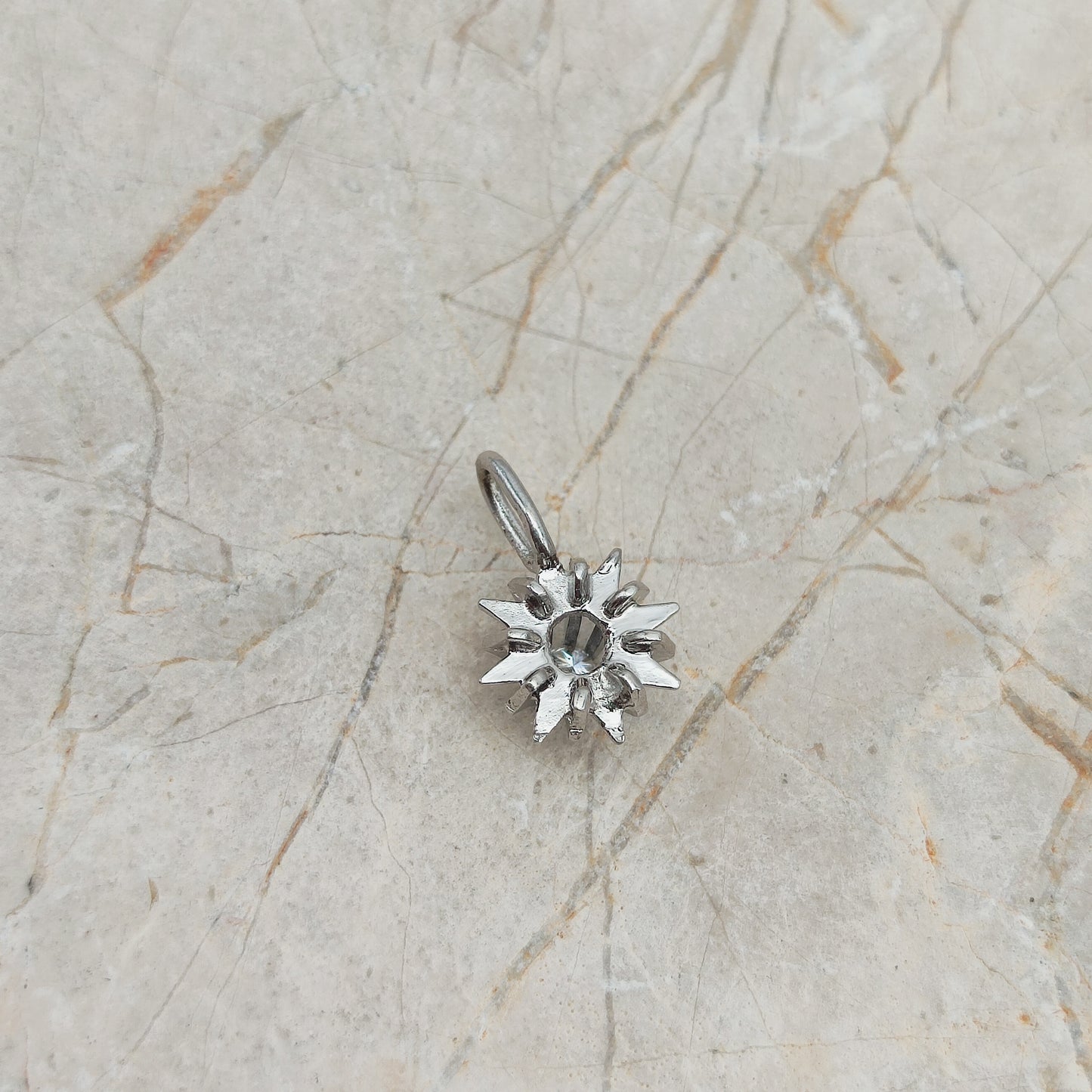 Vintage Diamond Starburst Pendant in 14 Carat White Gold