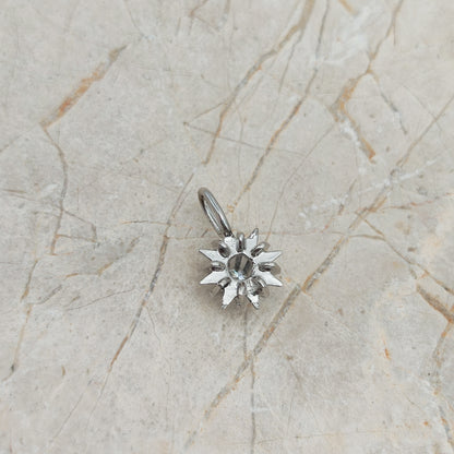 Vintage Diamond Starburst Pendant in 14 Carat White Gold