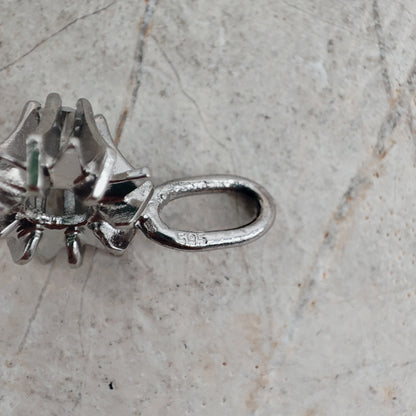 Vintage Diamond Starburst Pendant in 14 Carat White Gold