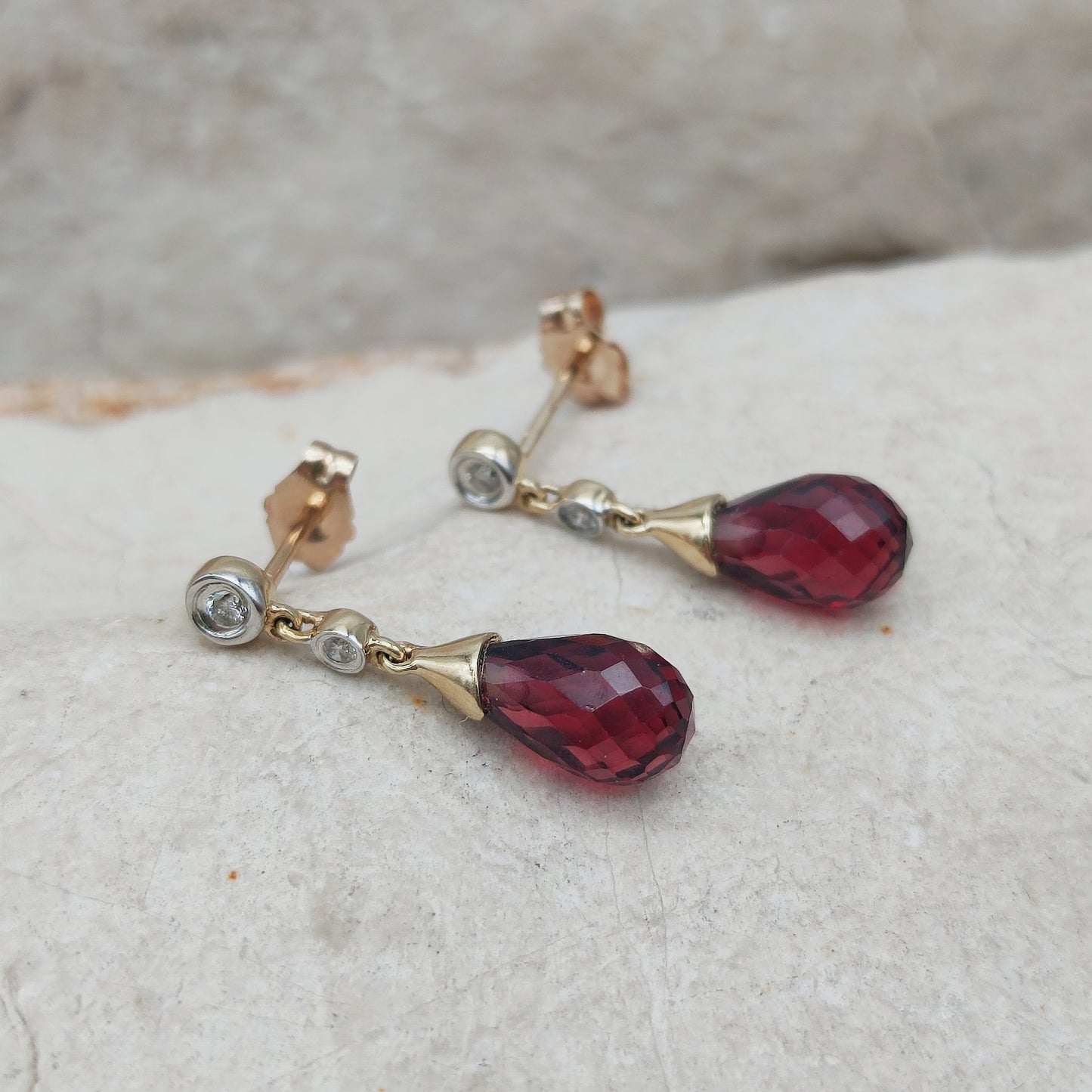 Vintage 9 Carat Gold Diamond Earrings