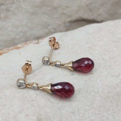 Vintage 9 Carat Gold Diamond Earrings