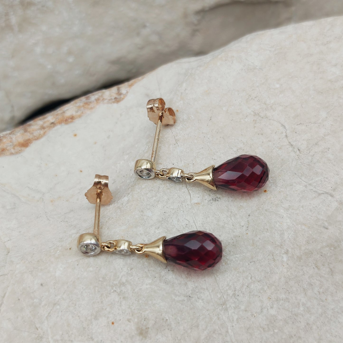 Vintage 9 Carat Gold Diamond Earrings