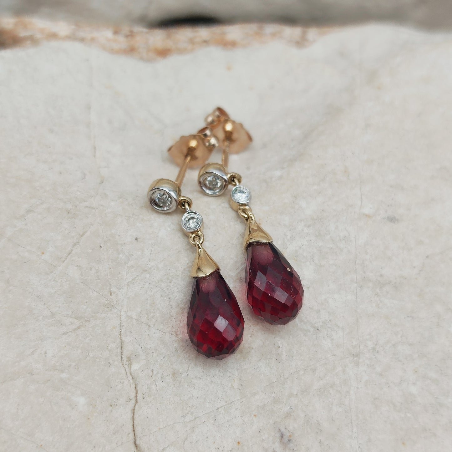 Vintage 9 Carat Gold Diamond Earrings